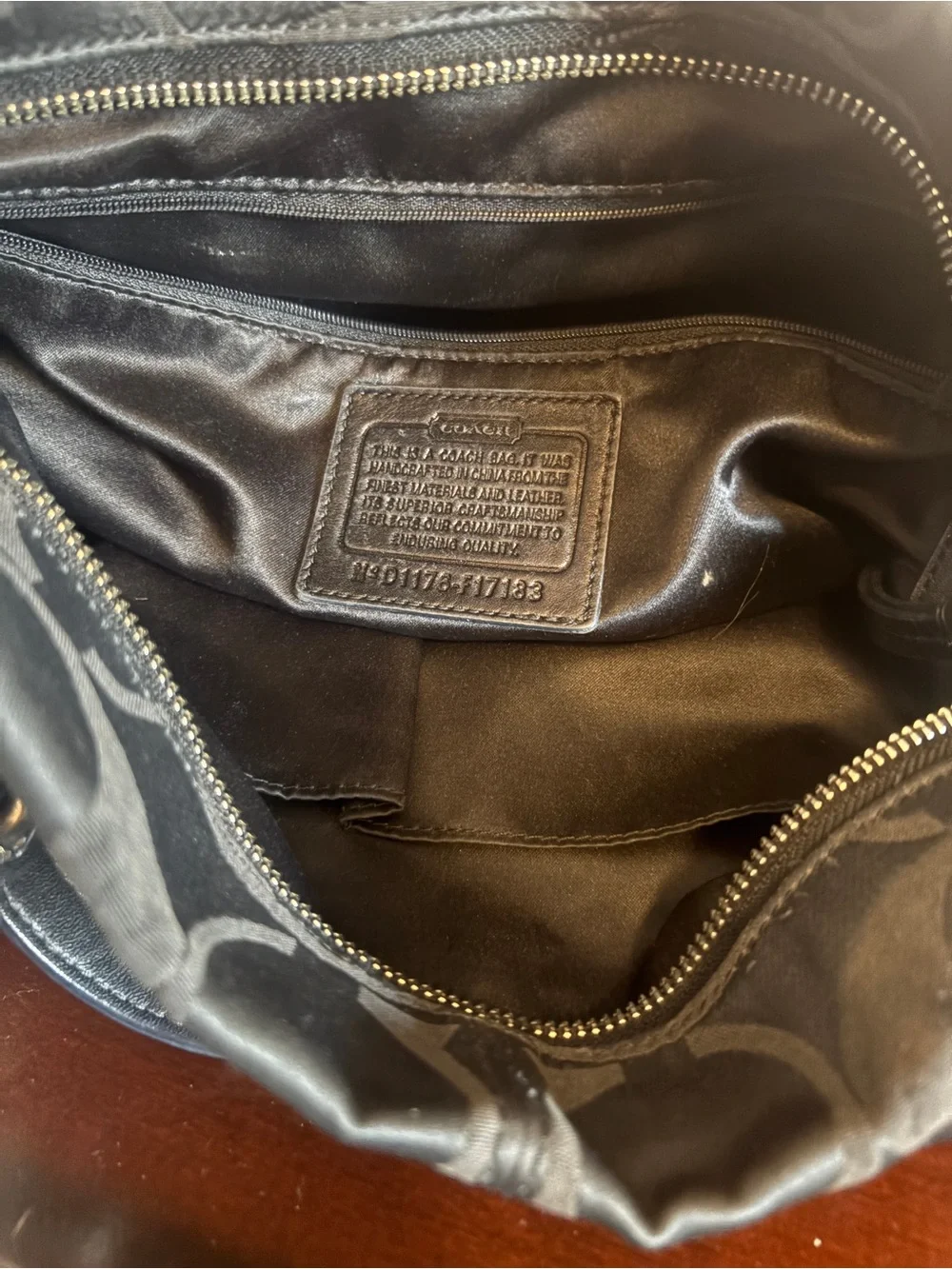 Vintage Coach Black Signature Jacquard Hobo with Silver Hardware